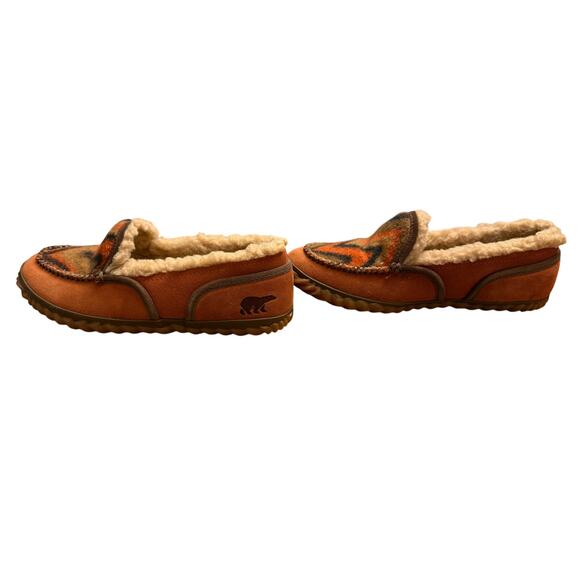 Sorel Tremblant Blanket Moccasins Womens 7 Brown Orange Slip-On Shoe Moc Slipper - Picture 4 of 6